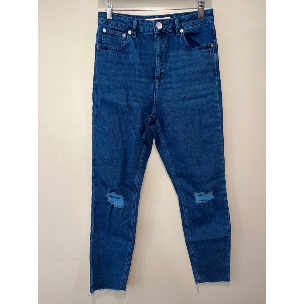ASOS Denim High-Waisted Distressed Jeans Size 28 Blue‎